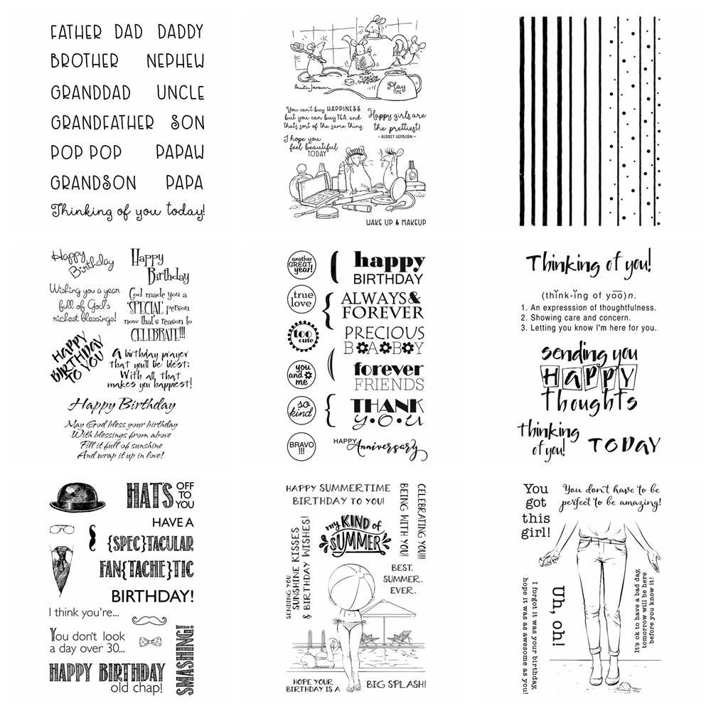 Sentimentos Savvy, sello transparente con frase, pensamiento de ti, sellos de silicona transparentes para hacer tarjetas, bricolaje, álbum de recortes en relieve