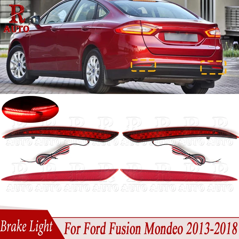 R-Auto Car Rear Bumper Reflector Brake Light Tail Warning Lamp Car Styling For Ford Fusion Mondeo 2013 2014 2015 2016 2017 2018