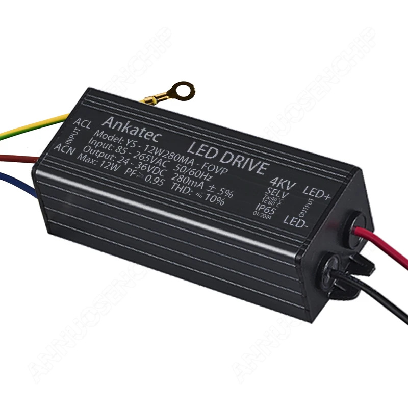 DC 24-36V 12W LED Lamp Driver Light Transformer Input AC85-265V Power Supply Adapter 280mA Current for LED Spot light Bulb Chip