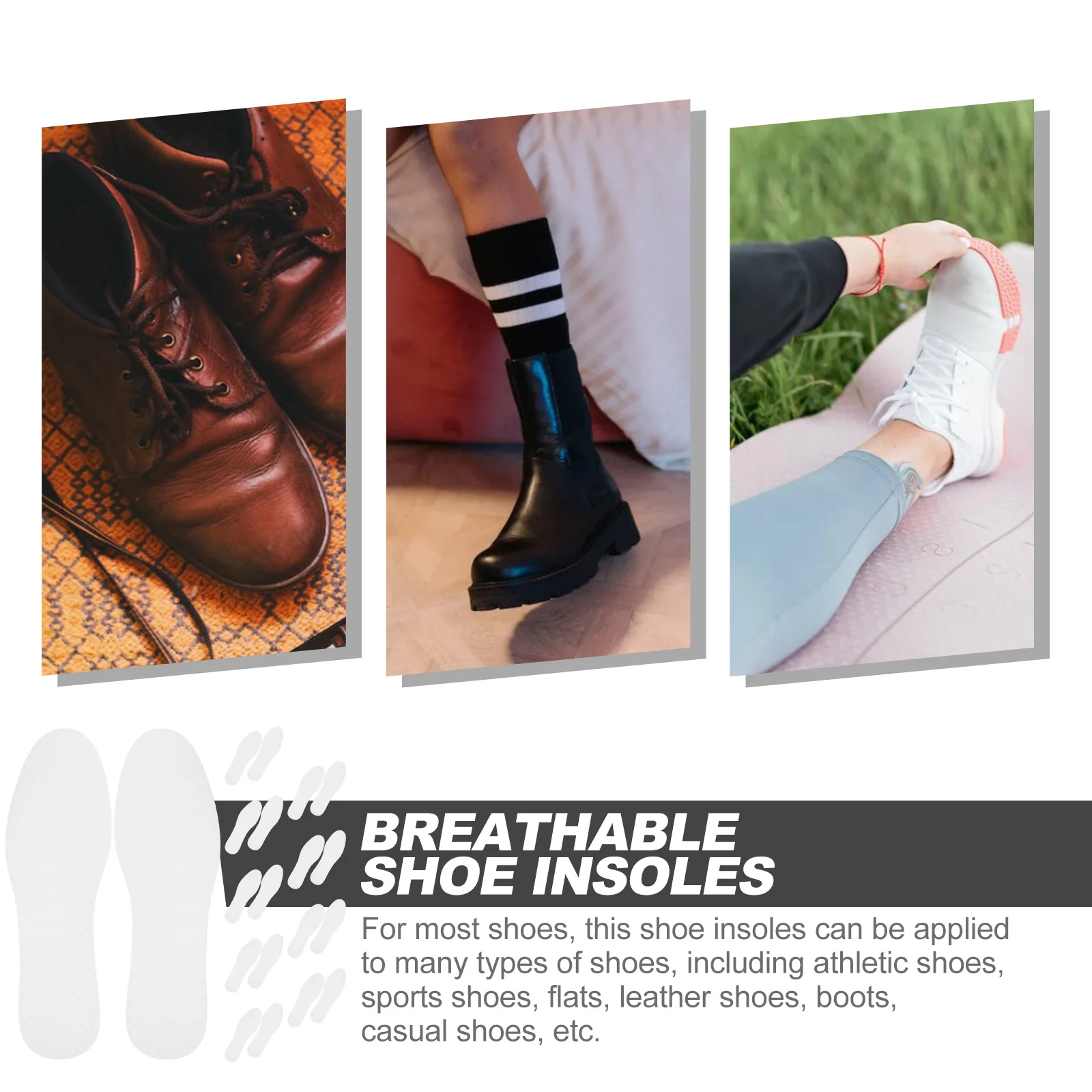 

20Pairs Thin Breathable Insoles Replaceable Shoe Liners for Women Men Absorbent Cushioned Inserts for Walking Running Daily