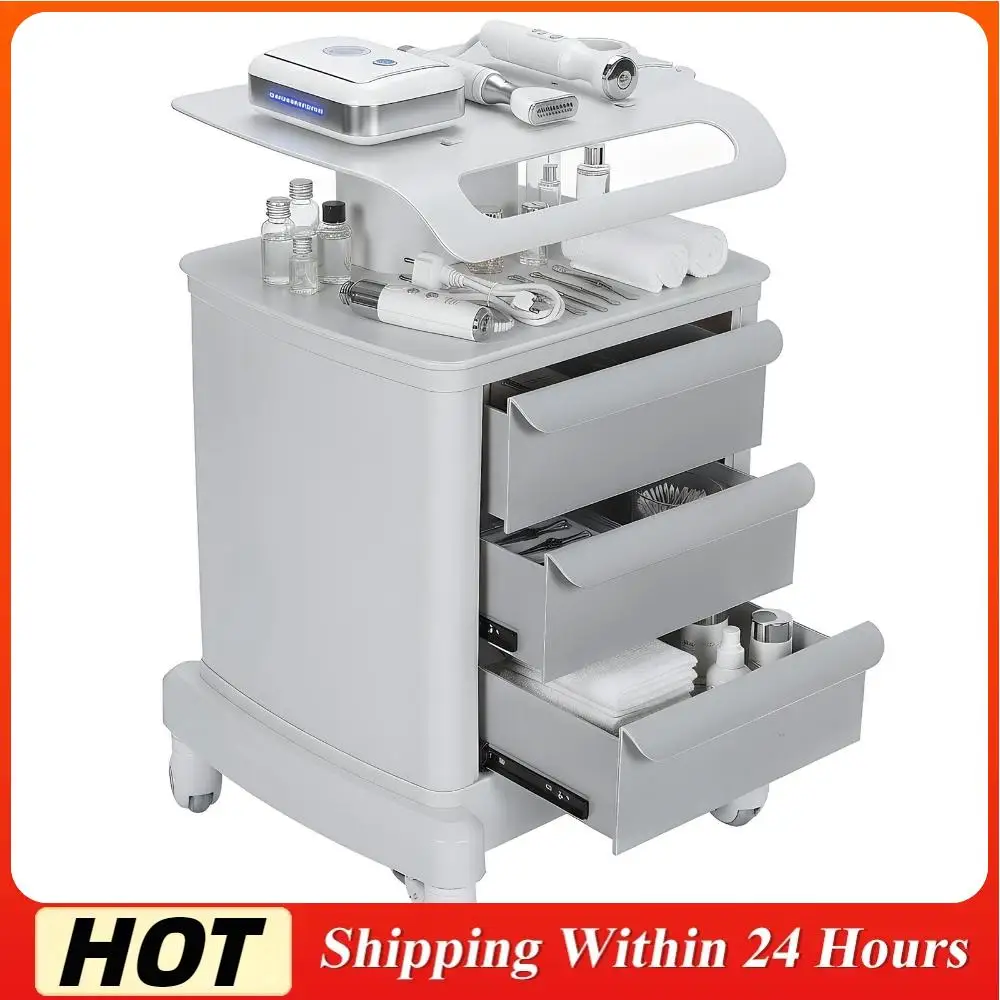 

Mobile Workstation with Wheels Beauty Storage Utility Cart with 3 Drawers 110LBS Load for Hospital Dental Clinics Beauty Salons