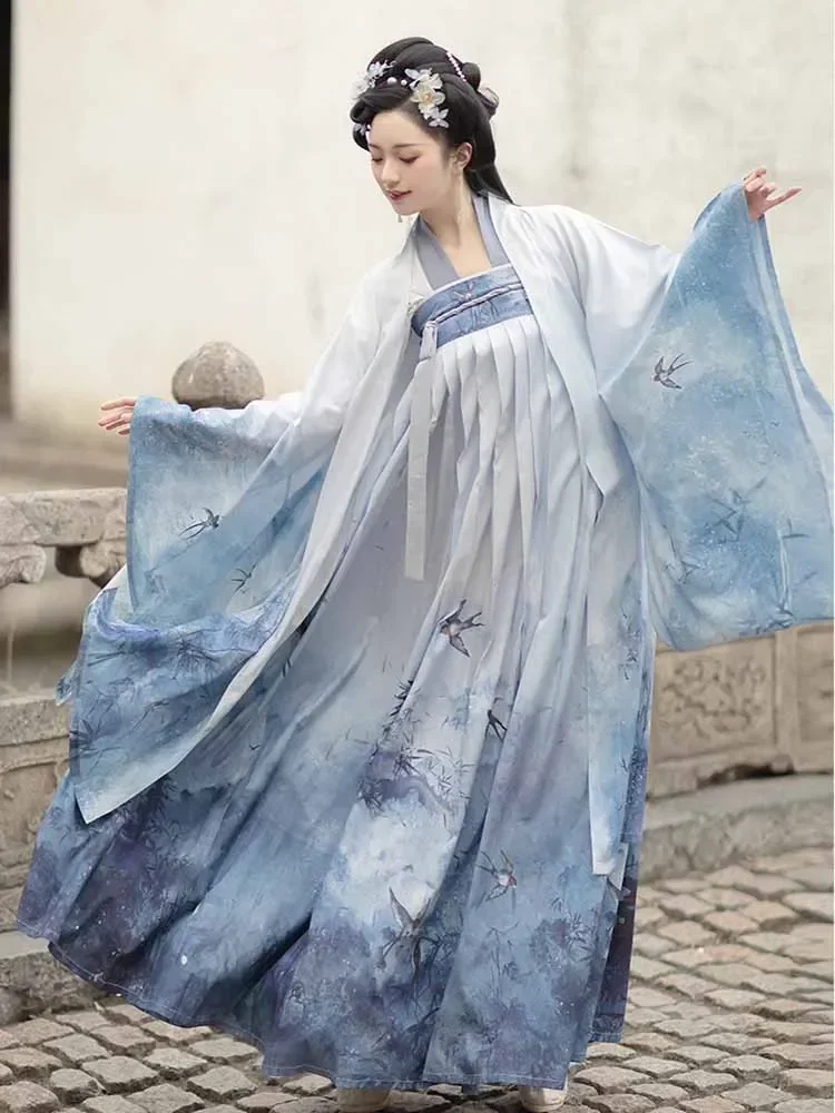 Hanfu Dress Couples Chinese Traditional Cosplay Costume 2023 Summer Men&Women Ancient Hanfu Gradient 3pcs Sets Plus Size XL