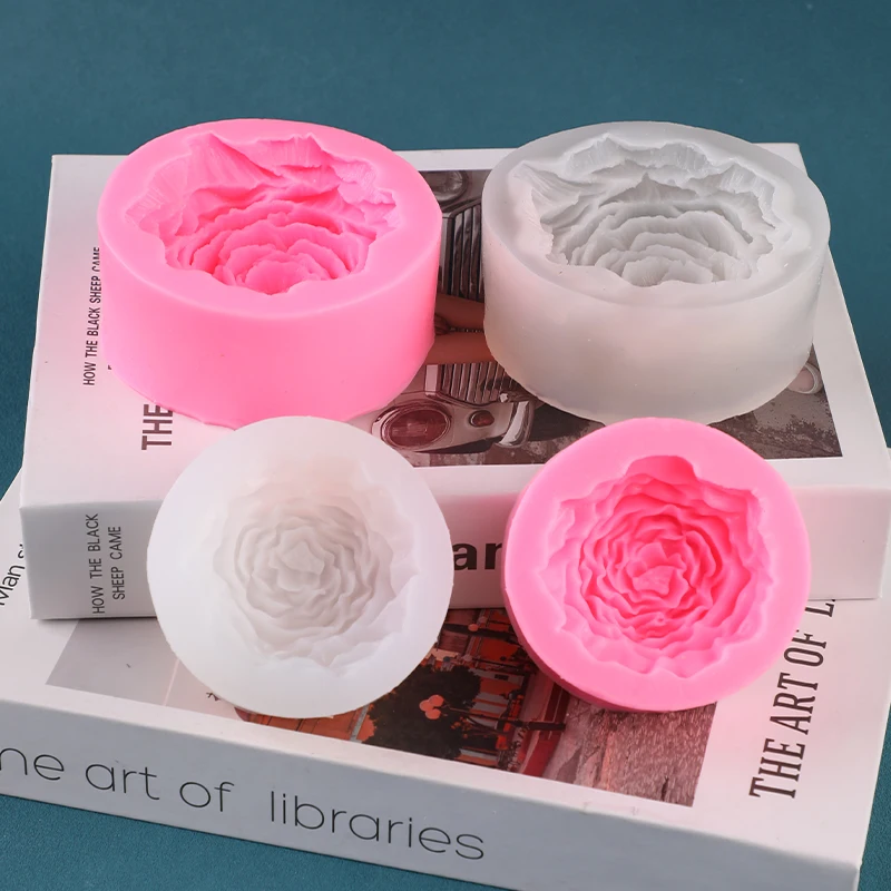 قالب شمع ثلاثي الأبعاد بحجم زهرة الفاوانيا قالب من السيليكون قالب من السيليكون قالب تزيين الشموع العطرية