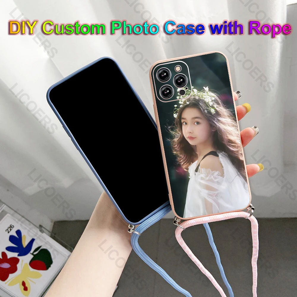 DIY Necklace Case for Xiaomi Mi 13 12 Pro 12X 11 Utra Lite 5G NE Mix 4 10T Redmi K50i Cover Custom Photo Cord Lanyard Rope Shell