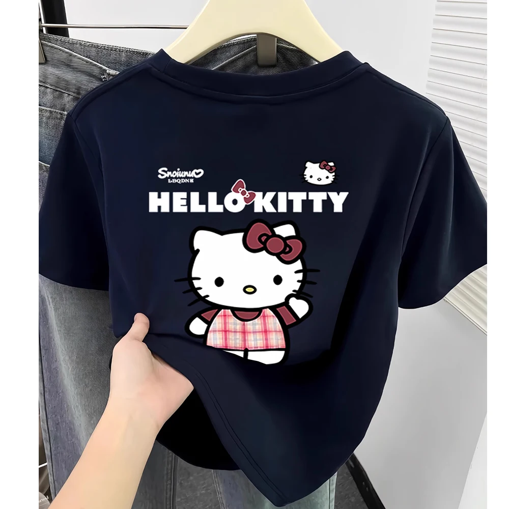 

Miniso Hellokitty Cotton Short Sleeved T-Shirt Japanese Cartoon Summer Girl Student Fashion Cute Couple Loose Fitting