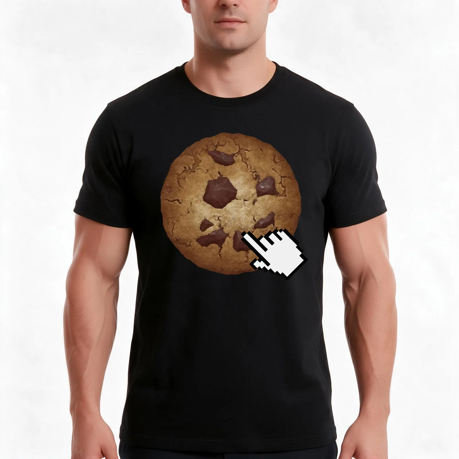 Cookie Clicker Cx T-Shirt, Summer Casual Cotton Tee, Oversized Streetwear Tops, Vintage Graphic Print, Loose Fit Short Sleeve