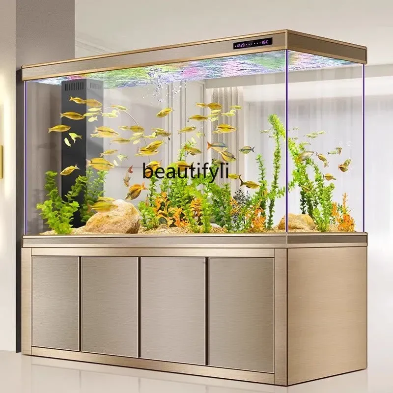 

Medium and large living room Home office Ecological water-free fish tank Aquarium bottom filter Ultra-white glass