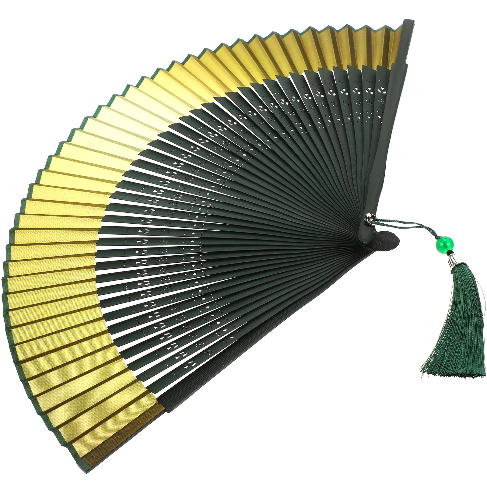 

Hand Held Fan Tassel Folding up Fans Handheld Dryer Chinese Foldable Green Bride