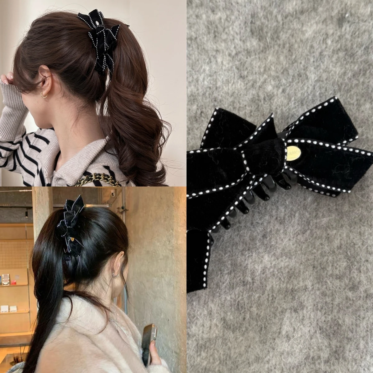 

Black Velvet Butterfly Ponytail Clip Lazy Sweet Elegant Shark Clip Retro Velvet Princess Head Banana Clip Temperament Headwear