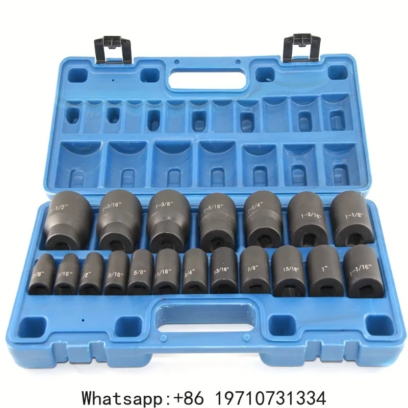 

19pcs 1/2" Standard Impact Socket Set Short 1/2" Drive Socket Set Impact Standard SAE 3/8" to 1-1/2" Inches 6-point Hex Sockets