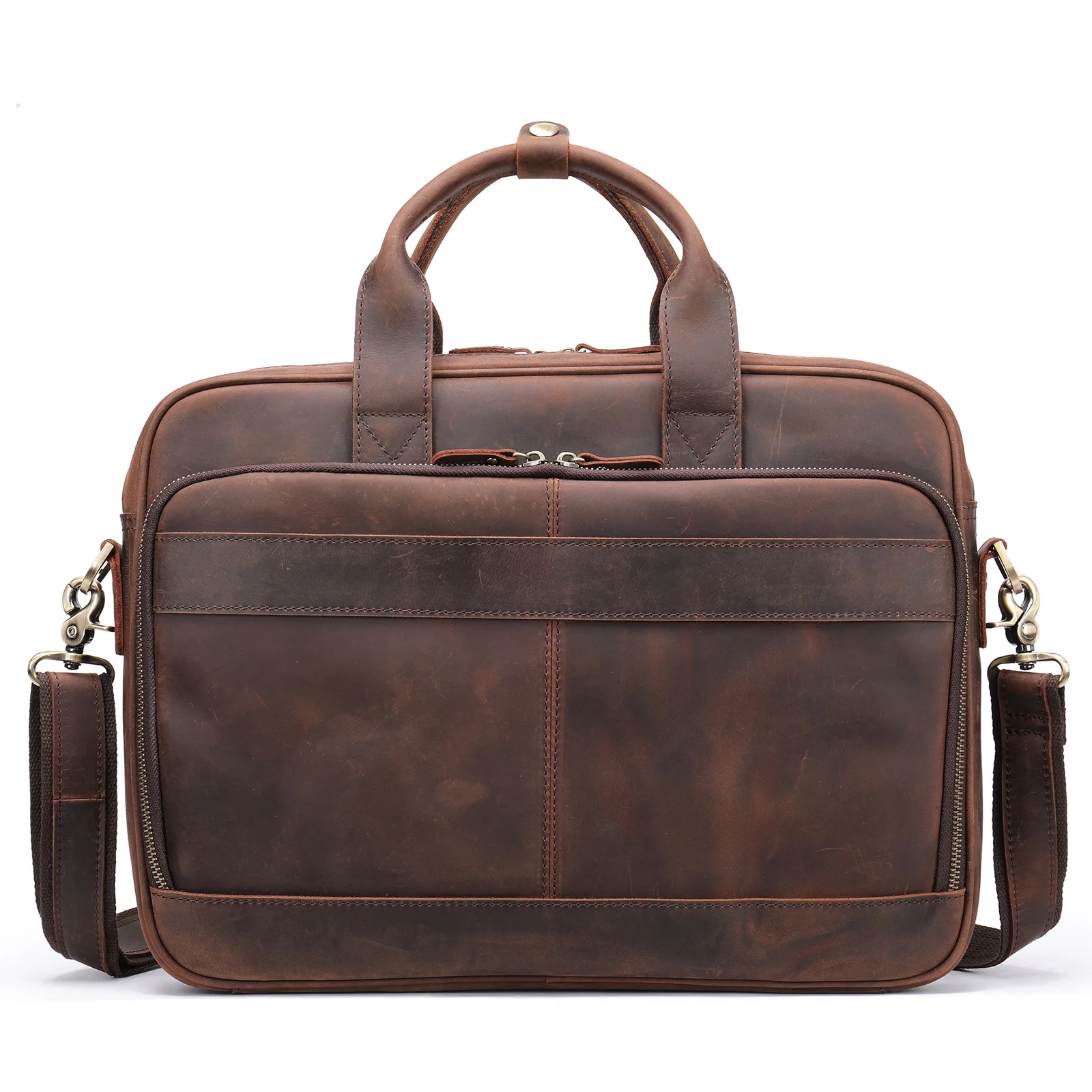 كريزي هورس حقيبة كتف واحدة متعددة الوظائف من جلد البقر حقيبة يد من الجلد الطبيعي للأعمال والكمبيوتر المحمول حقيبة كروسبودي لـ #1