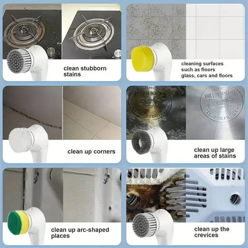 Five in One Multifunctional Electric Cleaning Brush for Bathroom Washing and Kitchen Cleaning Tools image 5