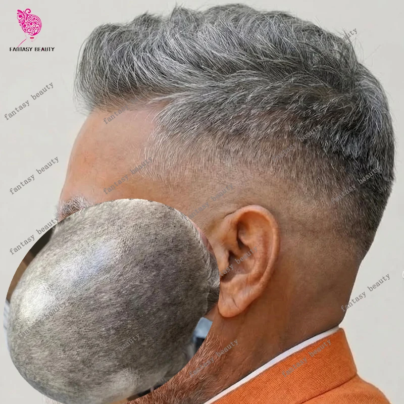 

Супер натуральный Frontline 1B80 1B40 Серый Блондин Коричневый Человеческие Волосы Прочный Мужской Парик из Микрокожи Тонкие HD Парики Необнаружимый Протез