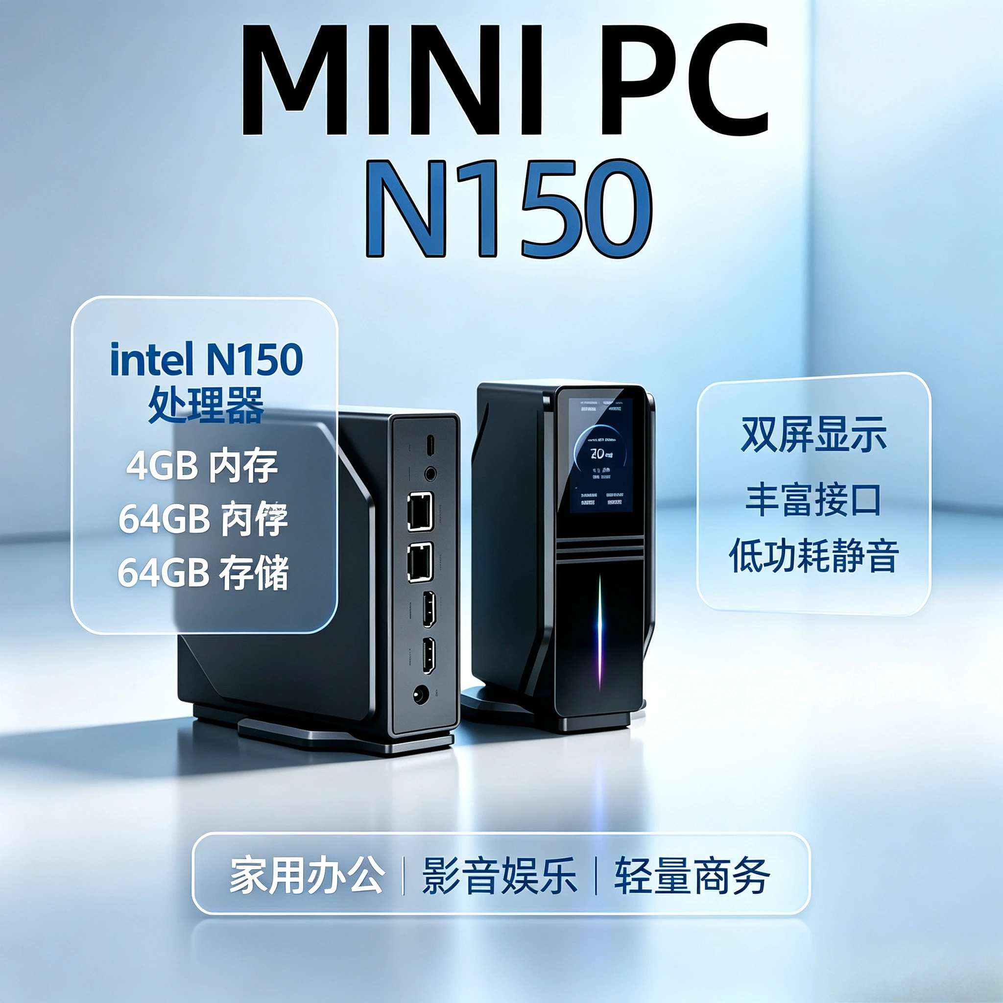 Industrial Mini PC Brand New 12 Generation Twin Lake N150 Mini PC Dual Network Port DDR4 Compact Mini Computer Home Office