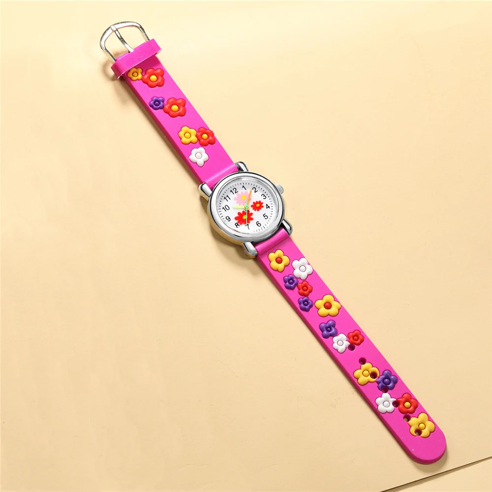 cute sweet flower pattern silicone band Children's cartoon watch