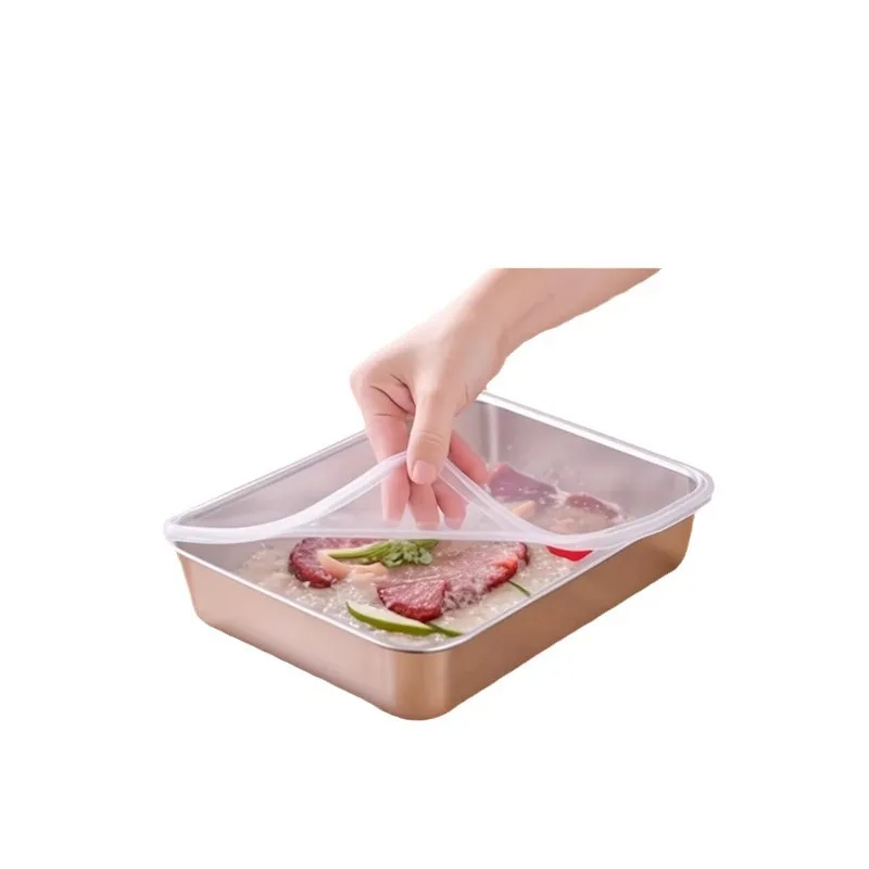 Kitchen items 316 stainless steel food container with lid rectangular food grade fresh-keeping material box