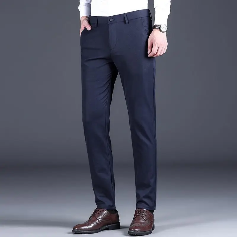 

Повседневные утепленные брюки Busin Casual с защитой от скатывания, осенне-зимние, высокоэластичные, не требующие глажки, модные, облегающие, длинные