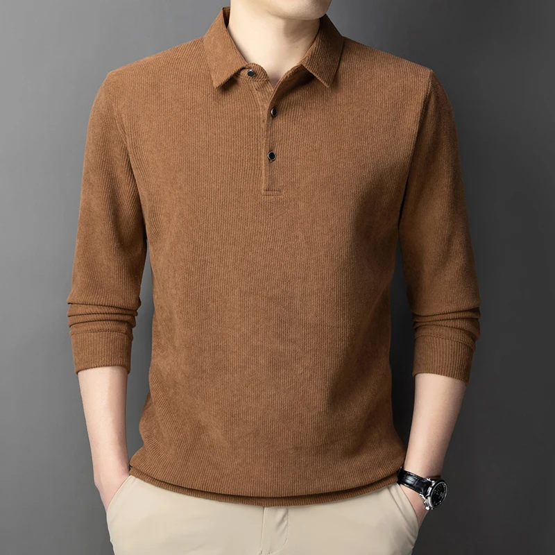 

2025 New Style Men's Long Sleeve Corduroy Shirt with Collar Autumn and Winter Upper Garment for Business and Leisure Wear.
