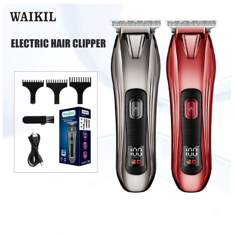 WAIKIL New Men's Multi functional Hair clipper Beard Trimmer USB Charging Cordless Barber Portable Hair Generator Pusher