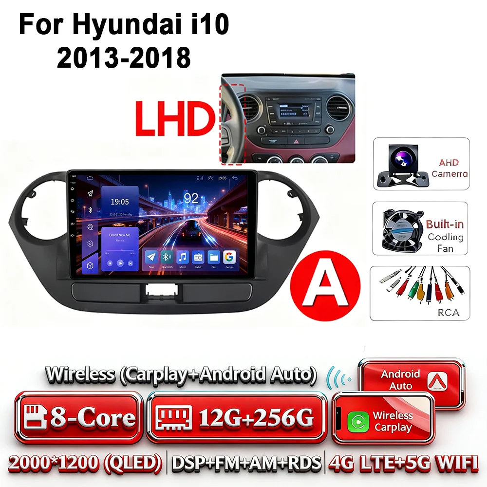 Android 17 2Din Carplay Android Auto 4G WIFI autoradio voor Hyundai I10 2013-2018 GPS DSP BT touchscreen multimediasysteem