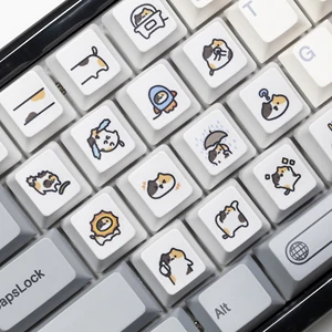 Sevimli Küçük Patiska Kedi, Klavye Tuş Takımı, Kitty Meme, Boya Subbed Keycaps MX Oyun mekanik klavye, siyah, beyaz, kahverengi Hello-kitty'deki klavyenin en iyi 10 satışı-no. 3
