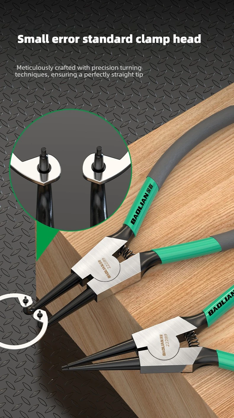 BAOLIAN 7'' Seegeringzangen-Set, Langschnabelzangen, gerade und gebogene Zangen, Innen- und Außenseegering-Entferner für Sicherungsringe – Detail 8