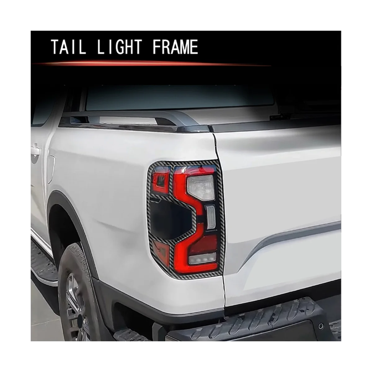 Car Carbon Fiber Stripes Style Rear Fog Light Lamp Frame Trim Stick for Ford Ranger 2023+ Car