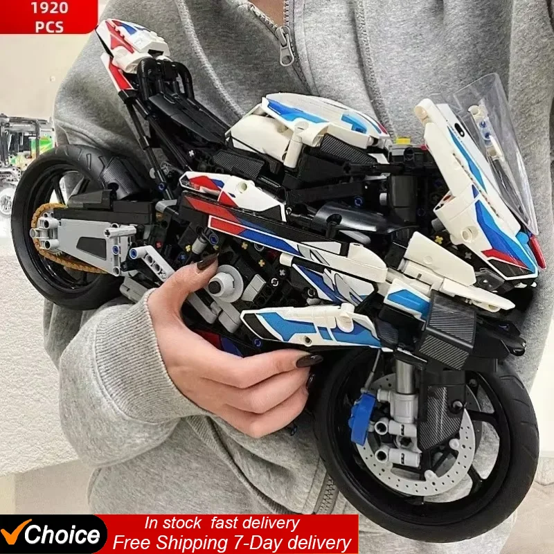 Motorcycle Building Bocks Simulation Motorcycle Model Decoration Assembly Model Difficult Moc Toy Boy Educational Creature Gifts