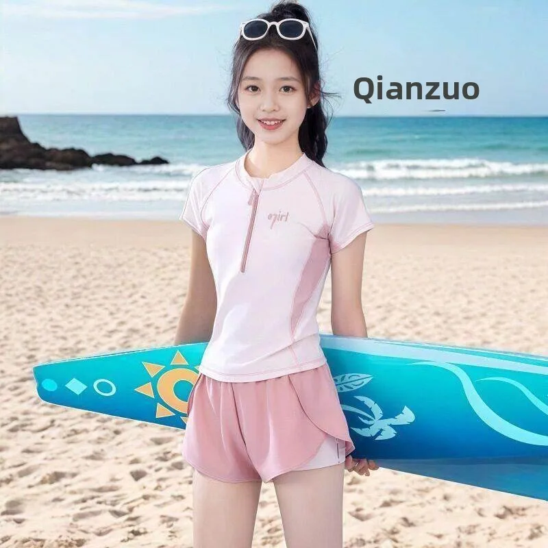 Children's Swimwear Girls' Junior High School Two-Piece Summer New Style Teenage Advanced Swimming Suits Fast Dry Water Park