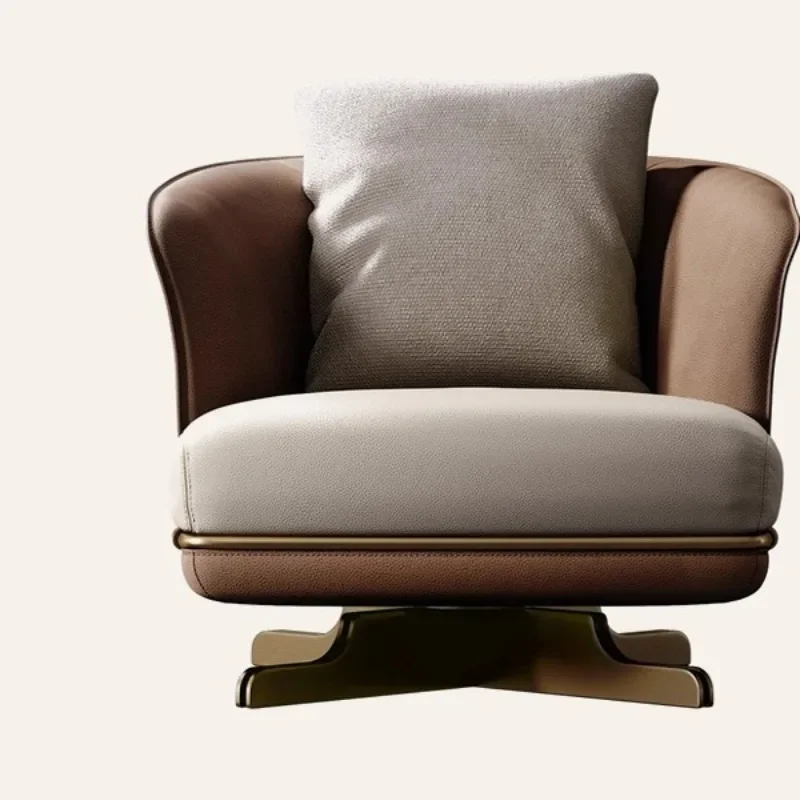 Single sofa rotatable light luxury living room balcony sitting area lazy leather leisure chair