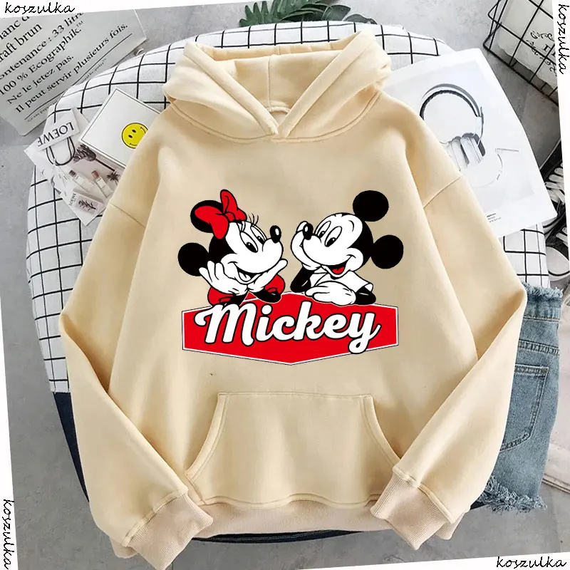 2025 Funny Disney Characters Mickey Mouse Women Pattern Hoodie Winter Outerwear Aesthetic Women Sweater Cheap Clothes Sale