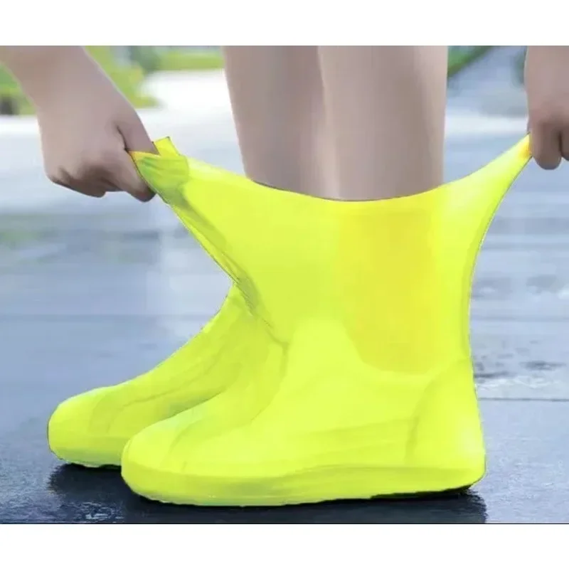 New 1 Pair Waterproof Non-slip Silicone Shoe High Elastic Wear-resistant Unisex Rain Boots for Rainy Day Reusable Shoe Cover