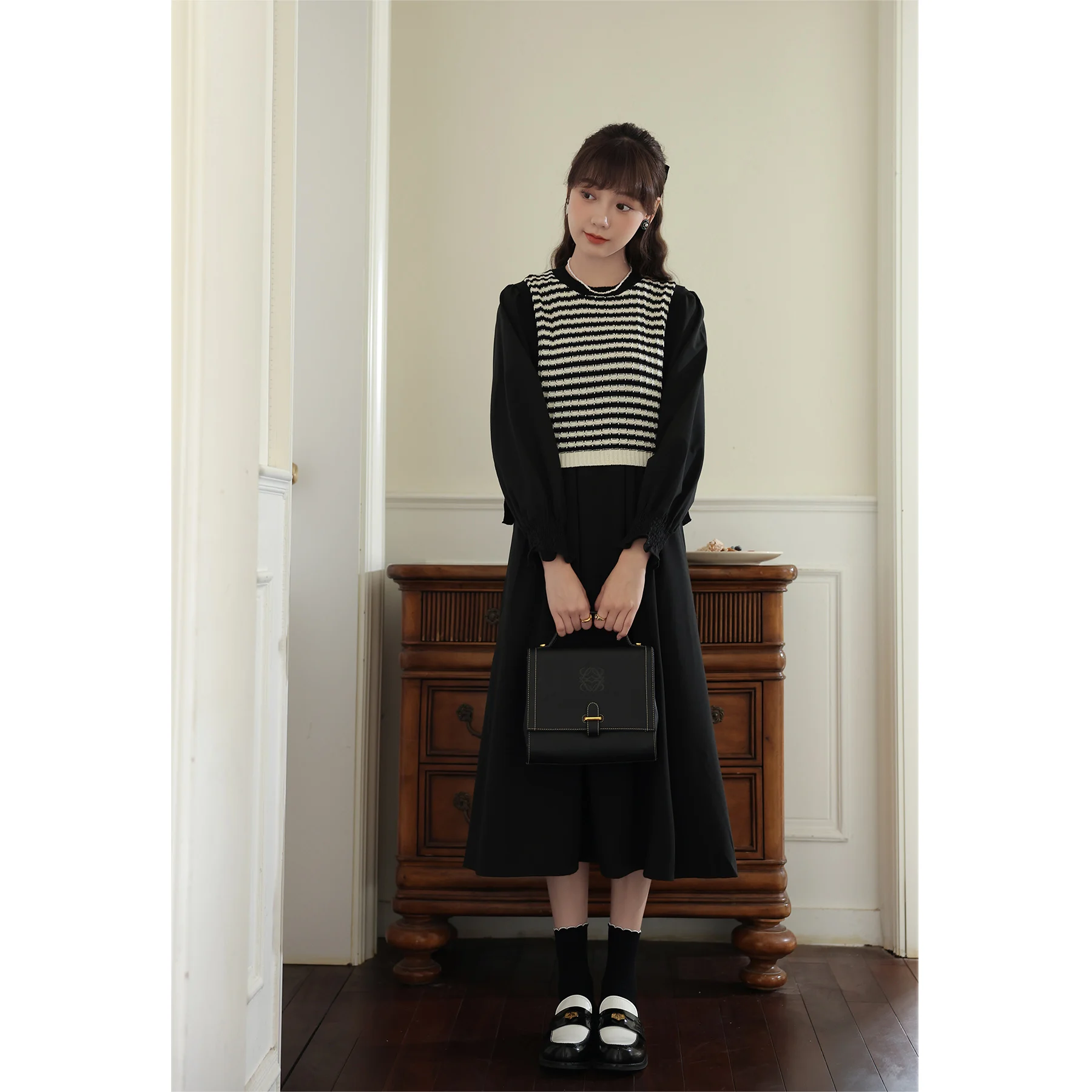 Lusignan Dames Lange Sve Dr Bla Ele Hepburn Sle Inner Wear Maxi Rok A-lijn Silhouet Woon-werk Dame Losse Taille