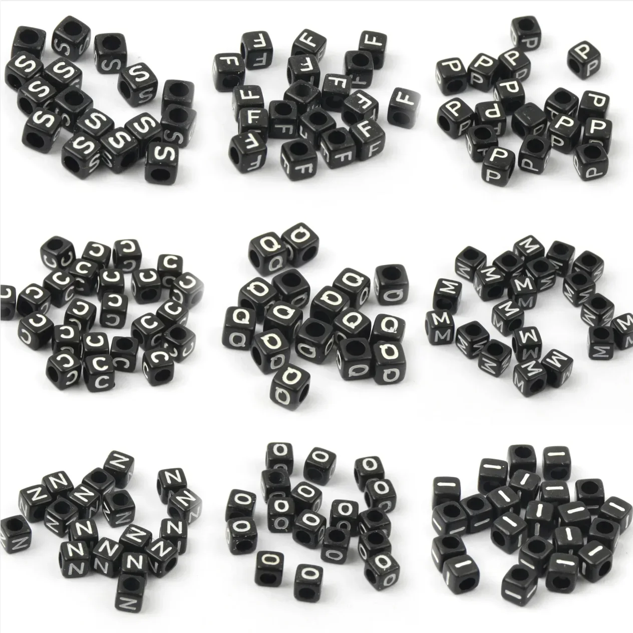 

100-500 шт. акриловые бусины с буквами A-Z черного цвета, квадратные кубические бусины-разделители с алфавитом для изготовления ювелирных изделий, аксессуары для браслетов «сделай сам»