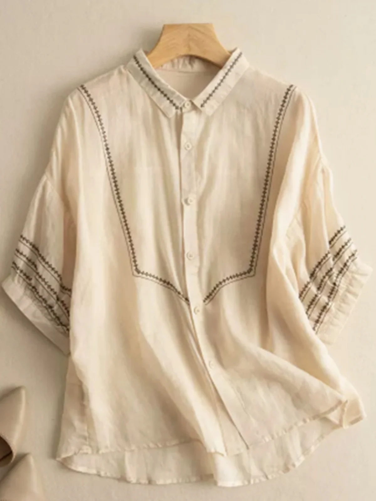 

Женский легкий кардиган свободного кроя из хлопка и льна с тяжелой вышивкой, летняя модная повседневная одежда