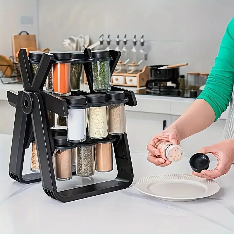 Juego de Especieros Giratorios con Diseño de Rueda del Mundo, Moderno y Minimalista, de Gran Capacidad, con Separador Multicapa para Restaurante