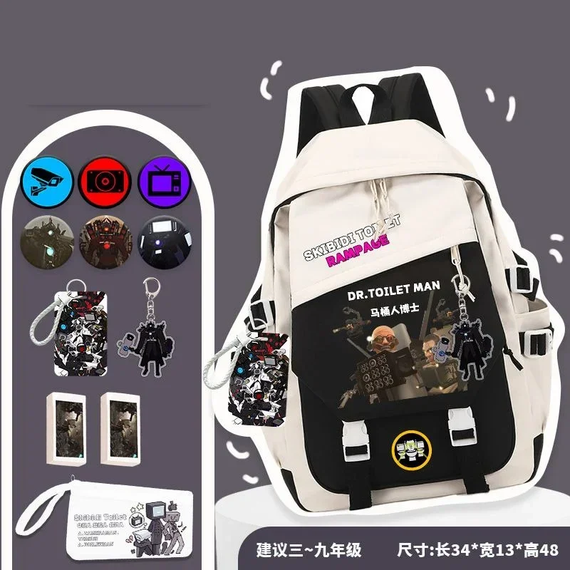 

Black Blue Green, Skibidi Toilet, Student Kids Teens School Bags, Large Capacity Mochilas Anime Backpacks for Girls Boys Gift