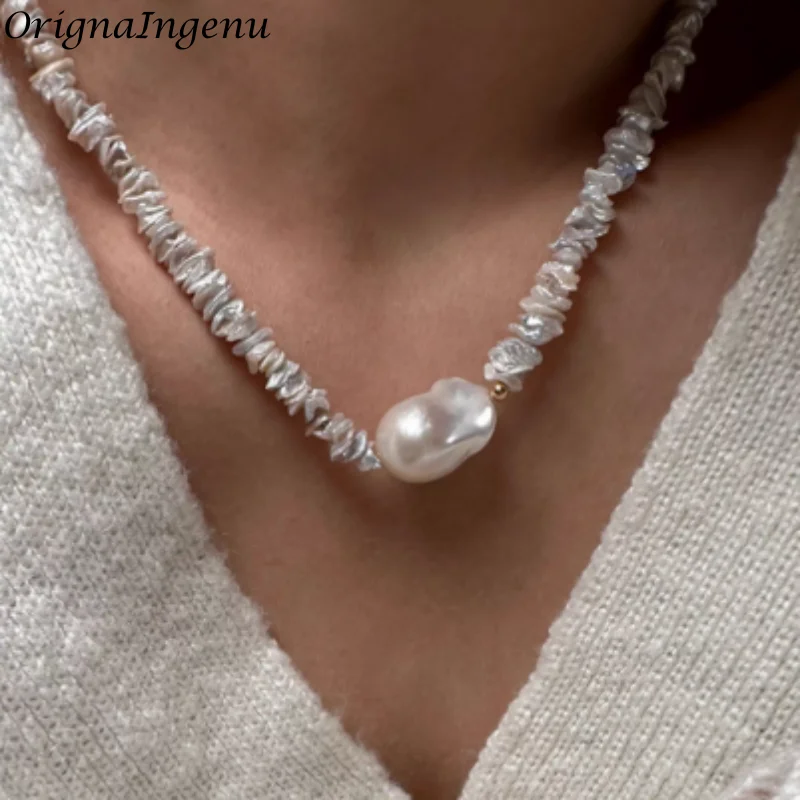 

14K Gold Filled Natural Baroque Pearls Necklace Handmade Dainty Choker Tarnish Resistant Hypoallergenic wedding Jewelry