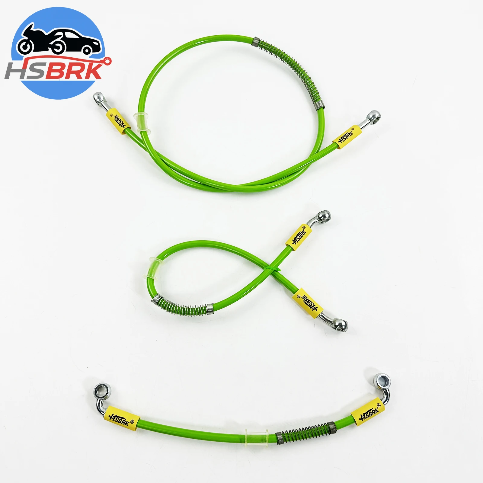 

10-200CM Green Stainless Steel Braided Nylon Brake Hose M10 Joint Car Motorcycle Modification Brake Line Wear Resistant