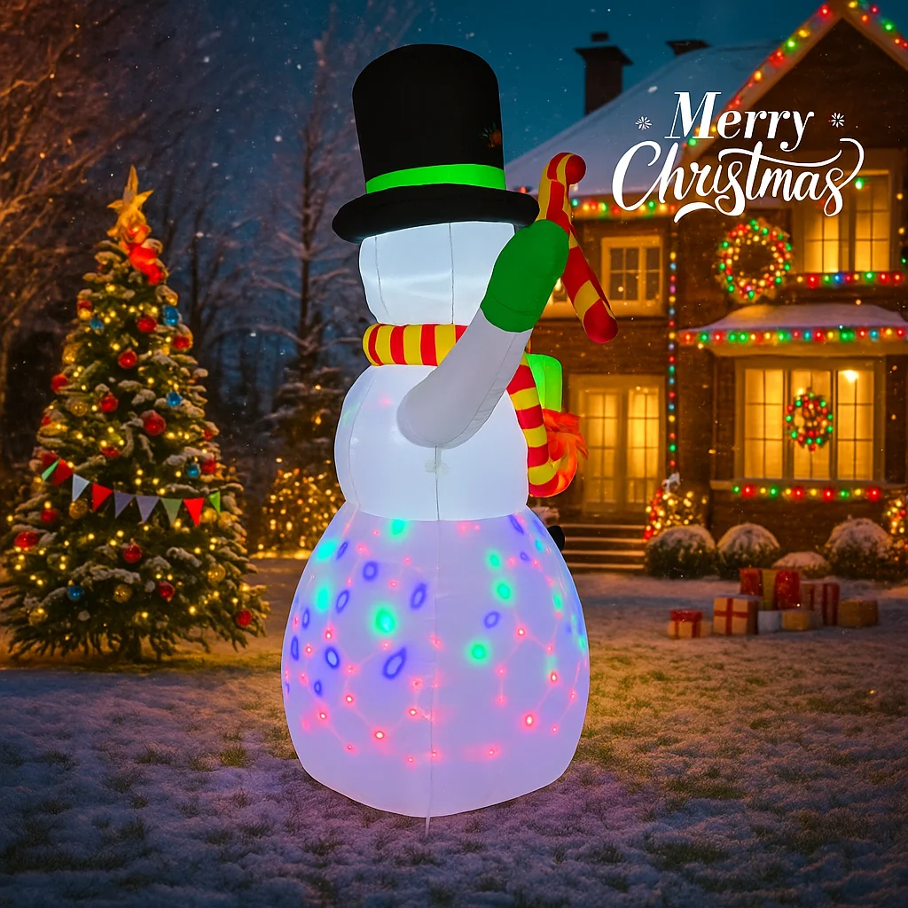 4.92FT Inflatable Toy Snowman Hat Christmas Decoration for Yard With LED Xmas Supplies Christmas Decorations Home Ornament
