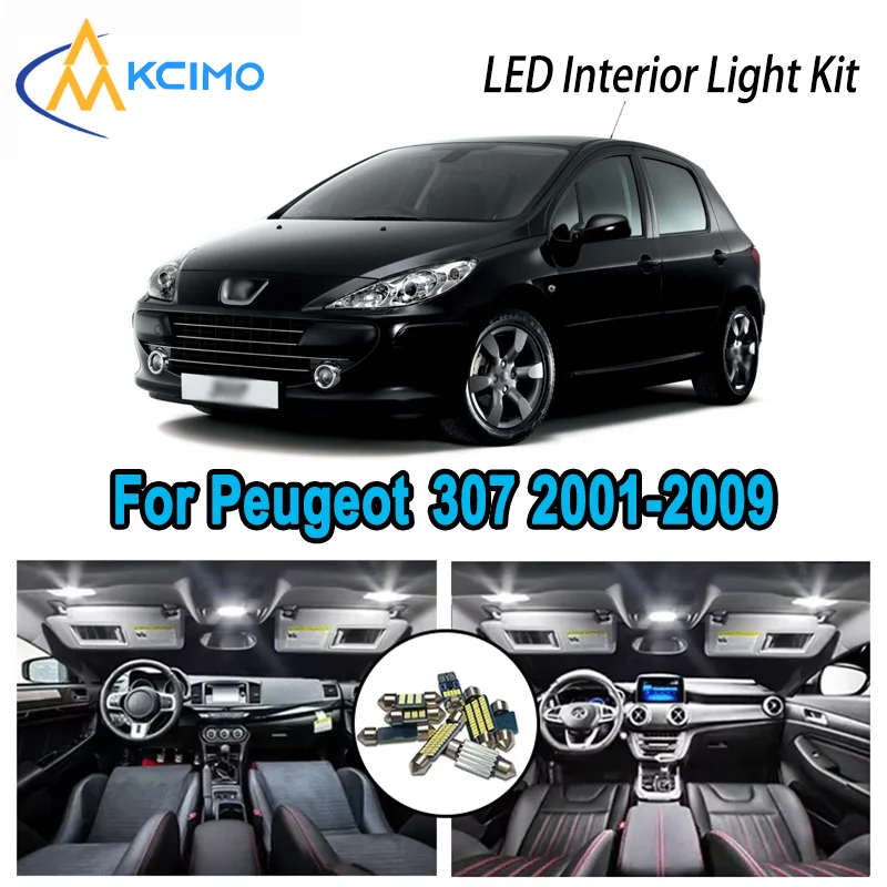 

For Peugeot 307 2001-2009 2002 2003 2004 2005 Premium Bright LED Interior Dome Map Trunk Light Kit Car Led Lamps Canbus No Error