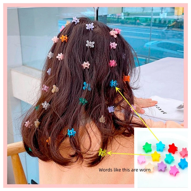 Children Hair Claws Candy Colored Pentagram 50pcs Mixed Colors With Bottles view 5