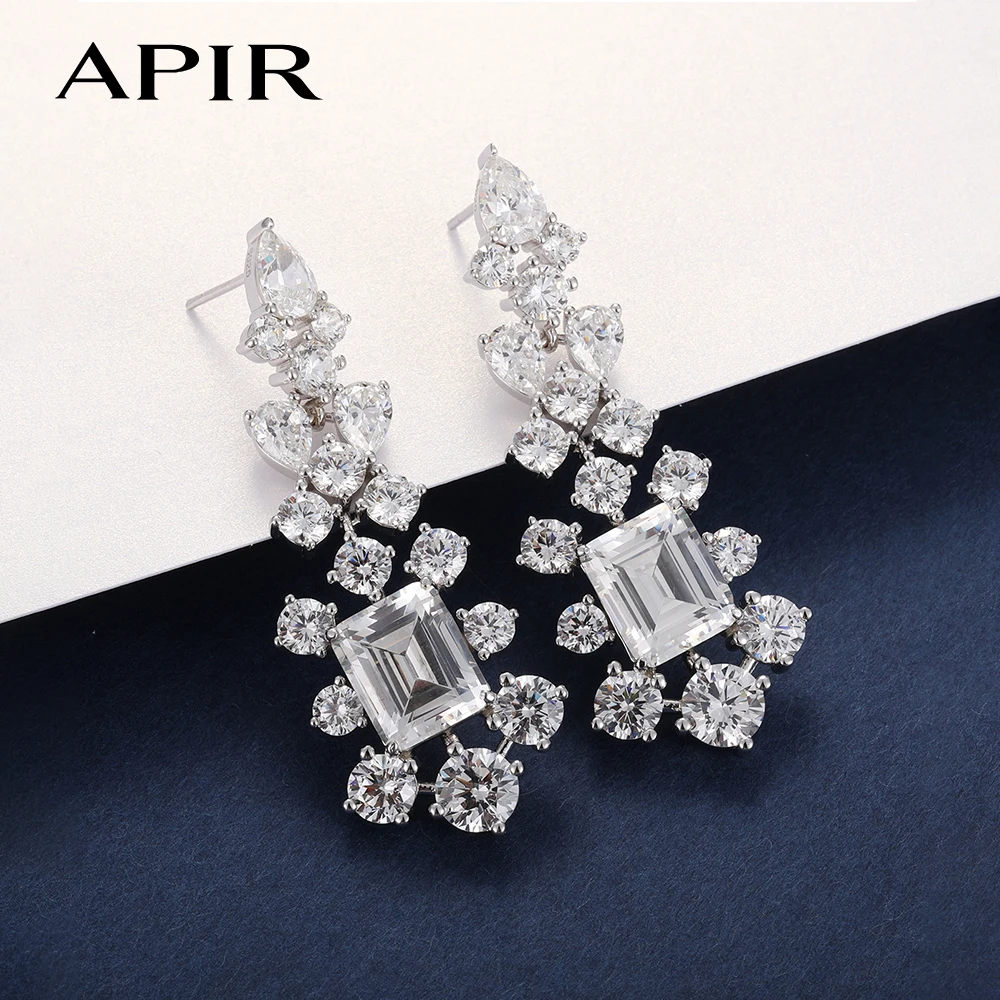 

Женские серьги-капли APIR с инкрустацией бриллиантами, сверкающие серьги-подвески с высокоуглеродистыми бриллиантами, роскошные ювелирные изделия для свадебной вечеринки