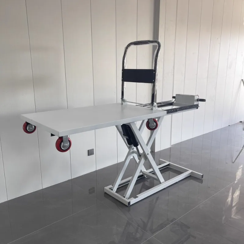 Mesa elevadora de tijera eléctrica hidráulica, carrito de carga de acero de 4 ruedas y plataforma de camión de plataforma plana, manipulación directa de carga de fábrica, 300kg