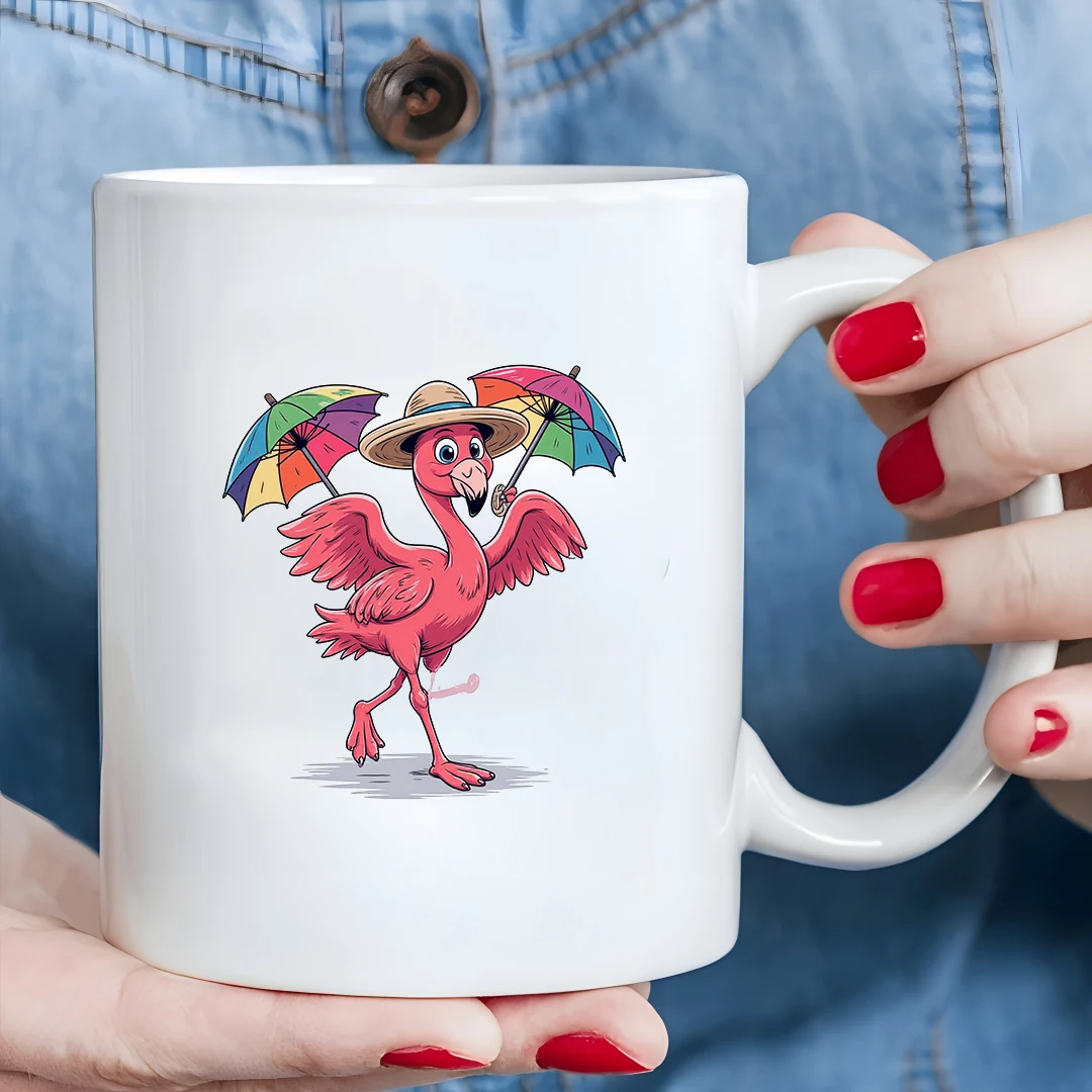

Flamingo cartoon mug 11oz kids drink cup Christmas home office gift