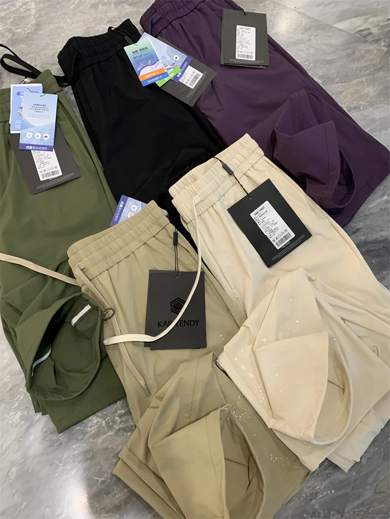 

Lightweight Breathable Men's Workwear Trousers Straight Leg Pants Flexible Waist Spring Summer Faionable Plain Color