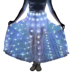 LED Belly Dance Skirt Luminous Angel Dance Skirts Long Skirts Ruched Swing Skirt Female Belly Dance Costume for Party