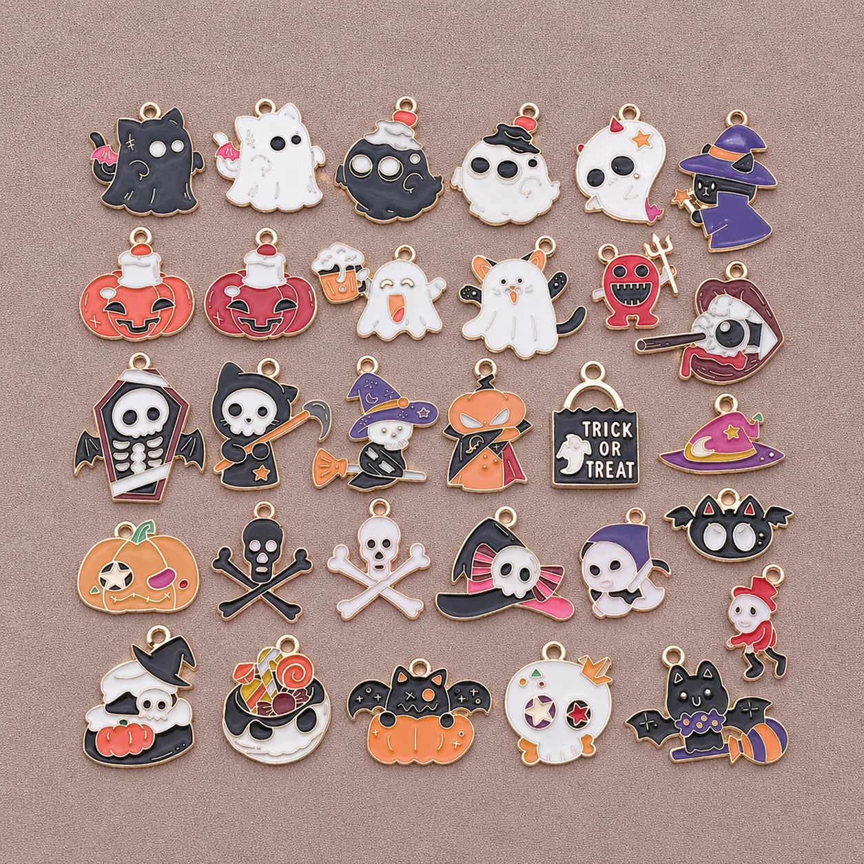 Randomly Mix 5/30pcs Alloy Enamel Halloween Pendant Jewelry Making DIY Keychain Earrings Charms for Jewelry Bracelets Necklace