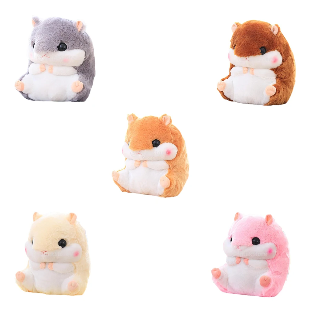 

Stuffed Animal Hamster Pillow Plushie Bolster with Fleece Blanket Toy Cushion for Car Seat Sofa Decoration