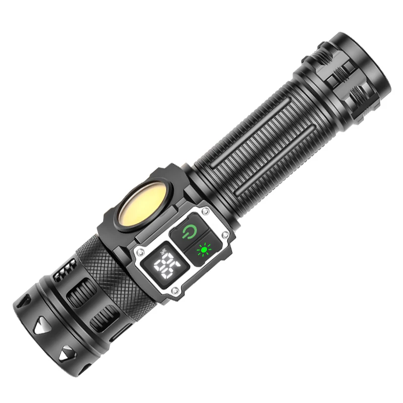 

1200LM Super Bright Zoomable Flashlight, 1000M Range, Type-C Magnetic Flashlight, Digital Power Display, Perfect for Outdoor